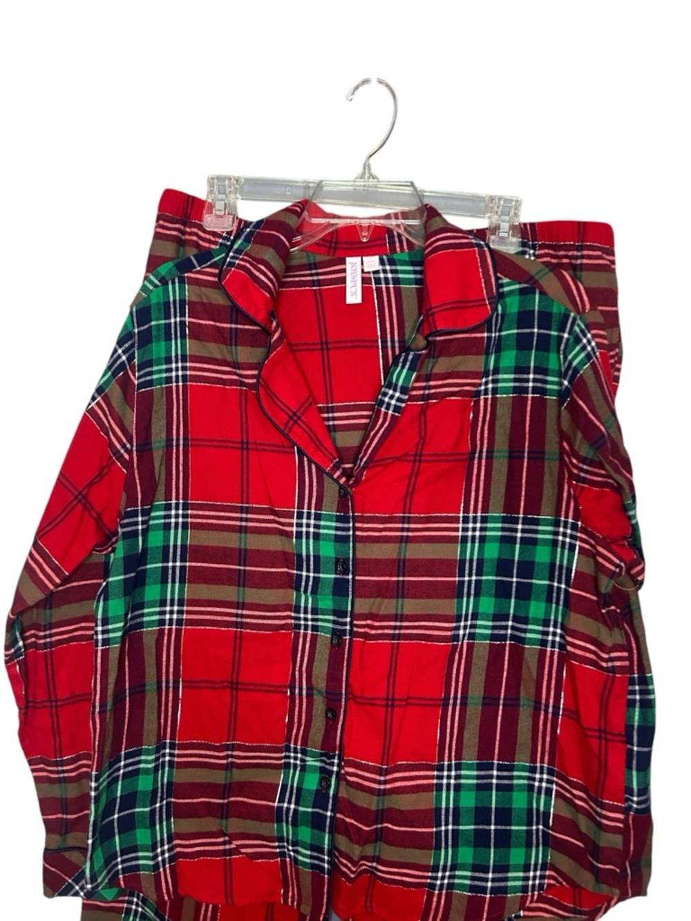 Joyspun Red Plaid Pajama Set Women’s L Christmas Flannel Lounge Set - Picture 8 of 10